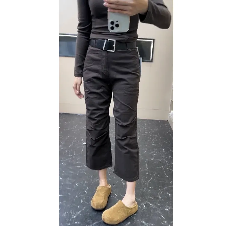 艾塔莉早秋女新款休闲裤宽松百搭直筒裤时尚显瘦八分休闲裤阔腿裤