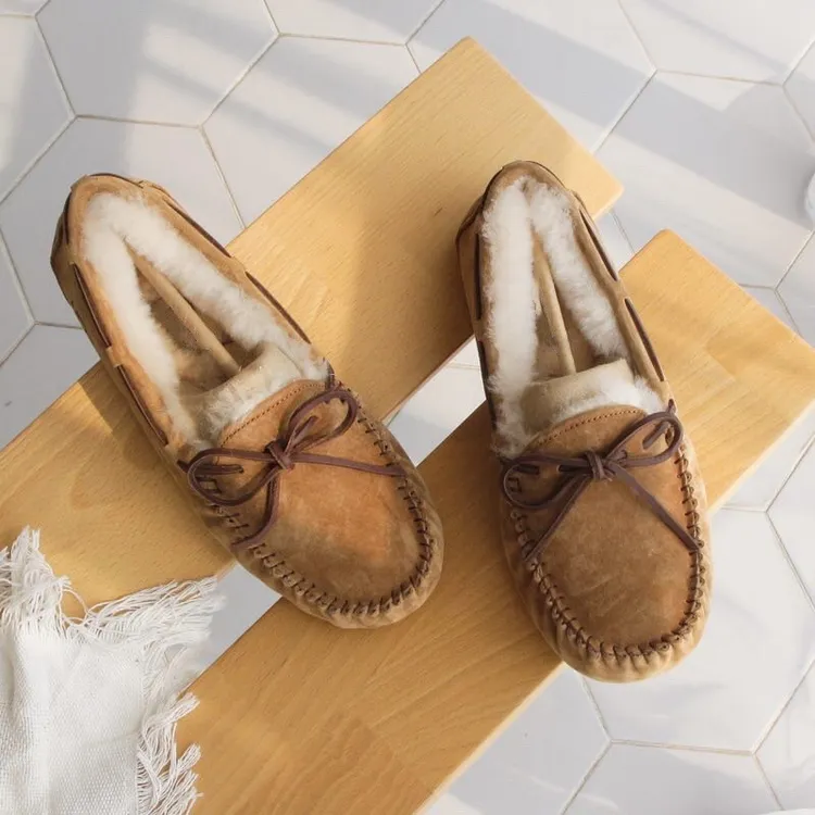 皮毛一体豆豆鞋女冬加绒棉鞋2025年新款羊毛雪地靴懒人毛毛鞋