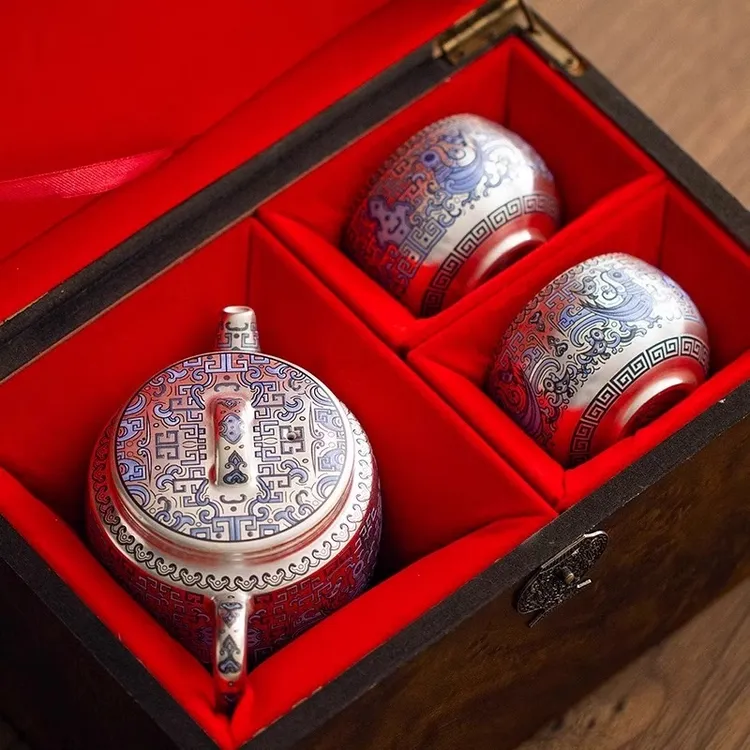 周鸿杰高端999鎏银天命玄鸟汉瓦壶泡茶壶银壶银杯礼盒伴手礼送礼