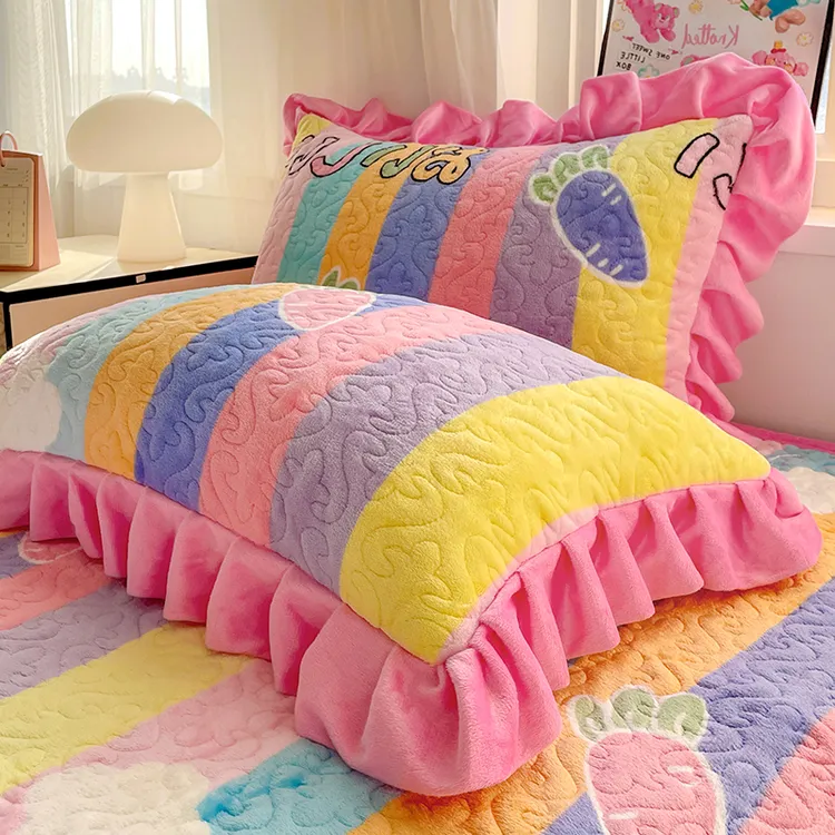 秋冬季牛奶绒枕头套一对装48x74cm保暖绒加厚单只枕头枕芯套家用