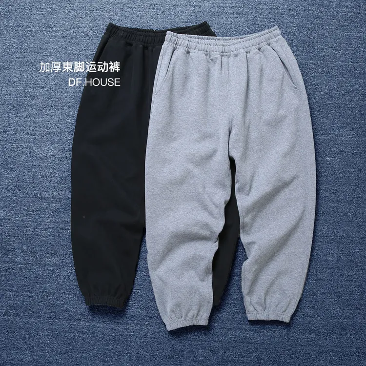 DF.house|400G水洗加厚秋冬束脚卫裤松紧宽松无弹长裤运动裤