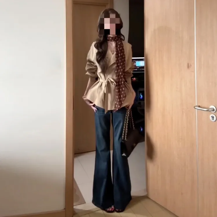 法式高级感绑带风衣女早春秋季2025新款小个子英伦风短款大衣外套