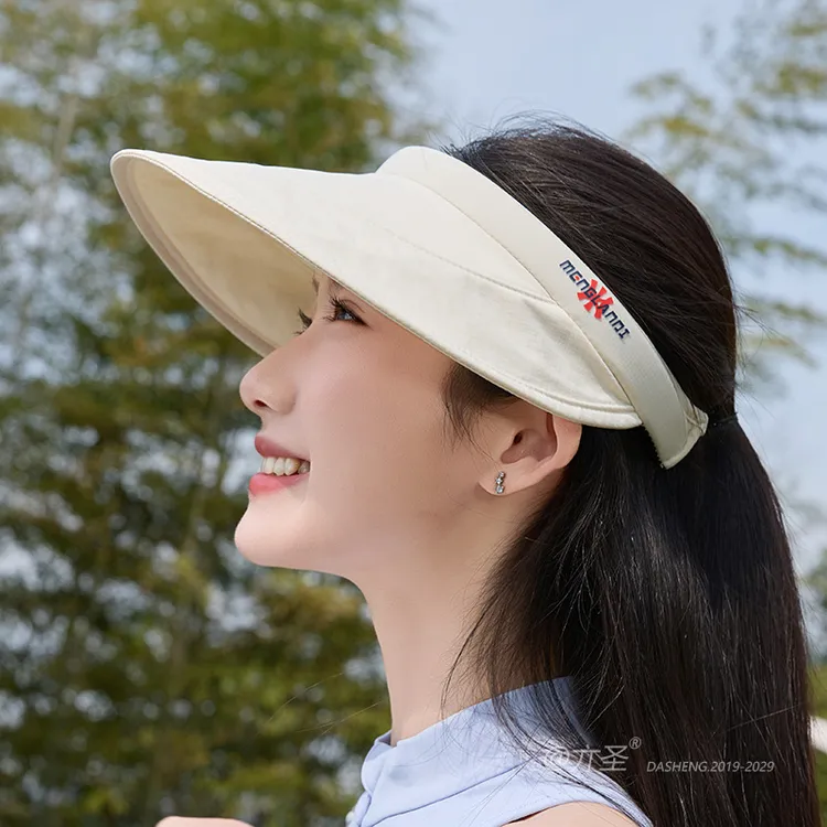 2025新款韩国字母发箍式防晒空顶帽女夏季时尚百搭太阳帽遮脸神器