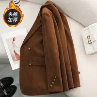 秋冬气质老钱风复古双排扣时尚加厚款西装女外套显瘦保暖西服夹棉