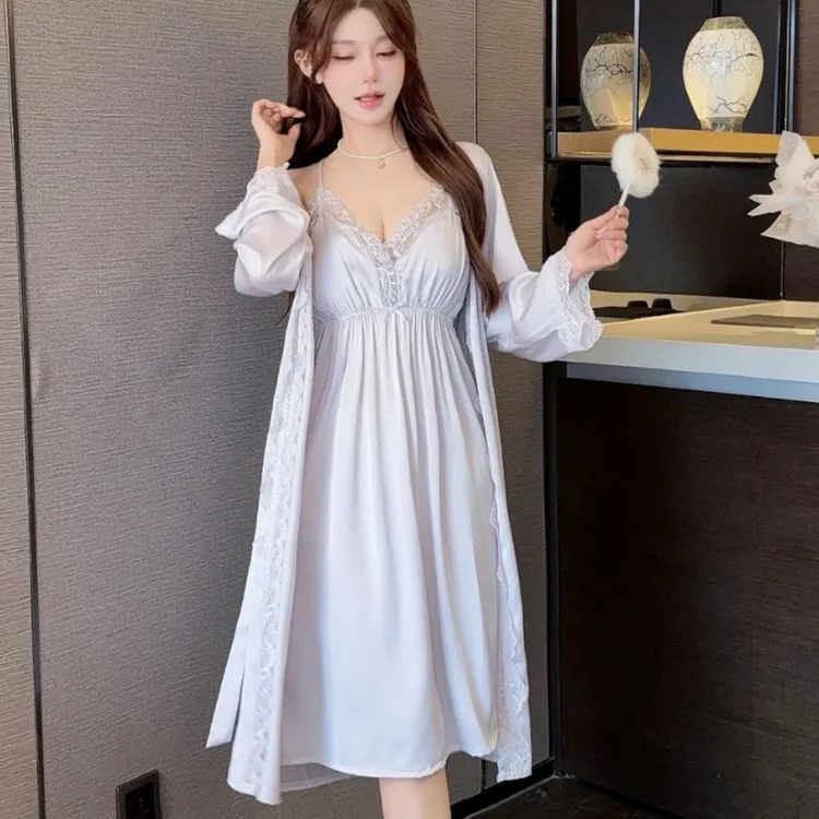 爆款睡衣女年春季夏冰丝气质宫廷风带胸垫吊带睡裙睡性感蕾丝