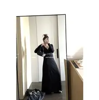 【阿乐家】大码微胖”柔情蜜意“早秋舒适纸片人高克重显瘦收腰连衣裙