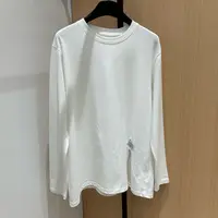开衩白T～简约宽松休闲慵懒风长袖T恤打底