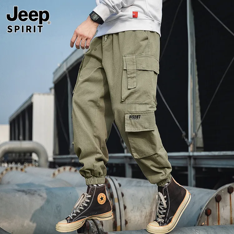 Jeepspirit吉普2025秋冬新款时尚加绒收脚休闲裤男士运动潮流百搭