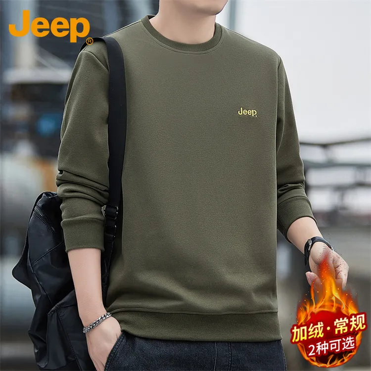 Jeep吉普男士卫衣春秋新款百搭圆领套头潮流休闲长袖t恤宽松上衣
