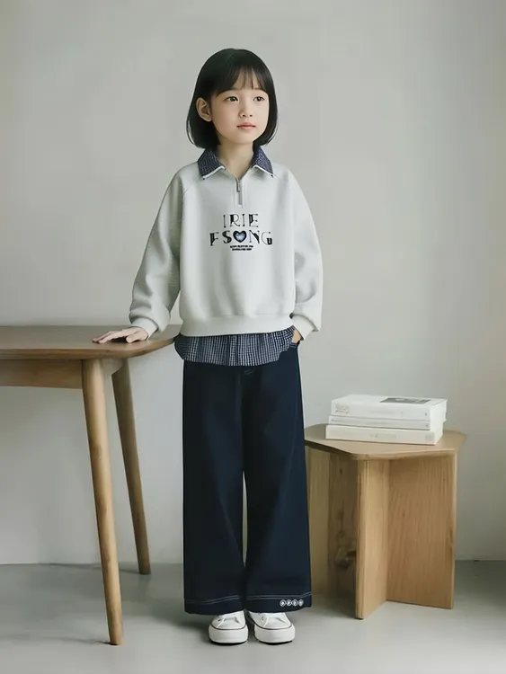 女童假两件卫衣套装2025秋季新款潮流可爱网红甜美休闲儿童套装