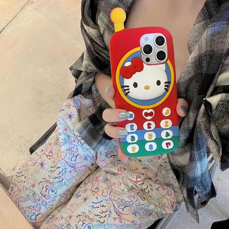 苹果｜KT猫电话机可爱创意适用iPhone 16卡通个性女款硅胶手机壳