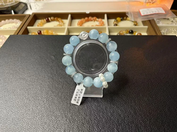 天然水晶海蓝宝手链