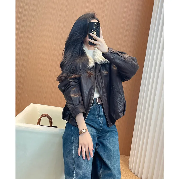 皮衣外套女2025新款今年流行爆款洋气加绒加厚酷飒风冬款机车服潮