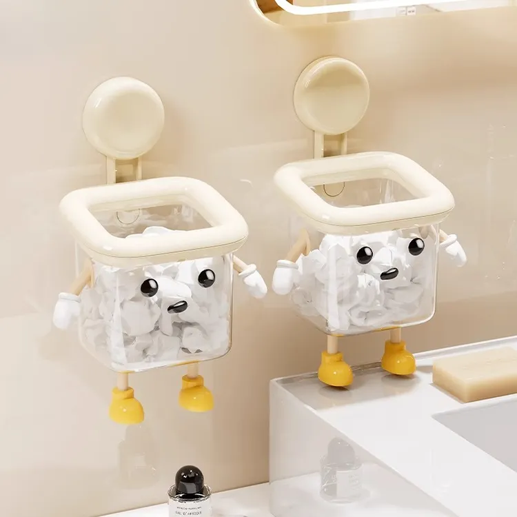 吸盘洗脸巾废弃收纳盒二次利用卫生间厕所洗漱台擦脸巾壁挂置物架