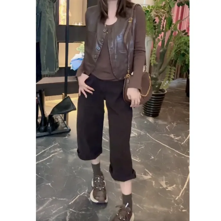 2025早秋新款高腰显瘦阔腿时尚百搭时尚阔腿裤