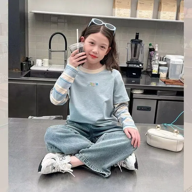 儿童童装春秋长袖洋气秋季套头宽松时尚大童百搭休闲韩版圆领女童