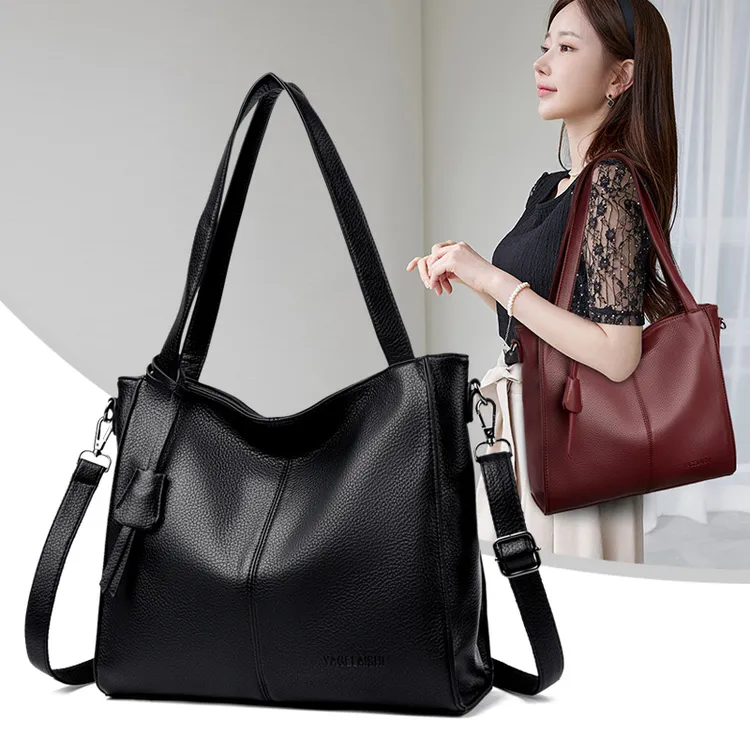 【送运险】牛皮女包时尚软皮单肩包百搭托特包高档软皮斜挎包妈妈包