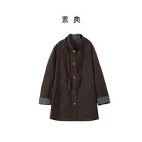 新品预热【25CS161】 格子褶皱风薄款女可收纳立领风衣
