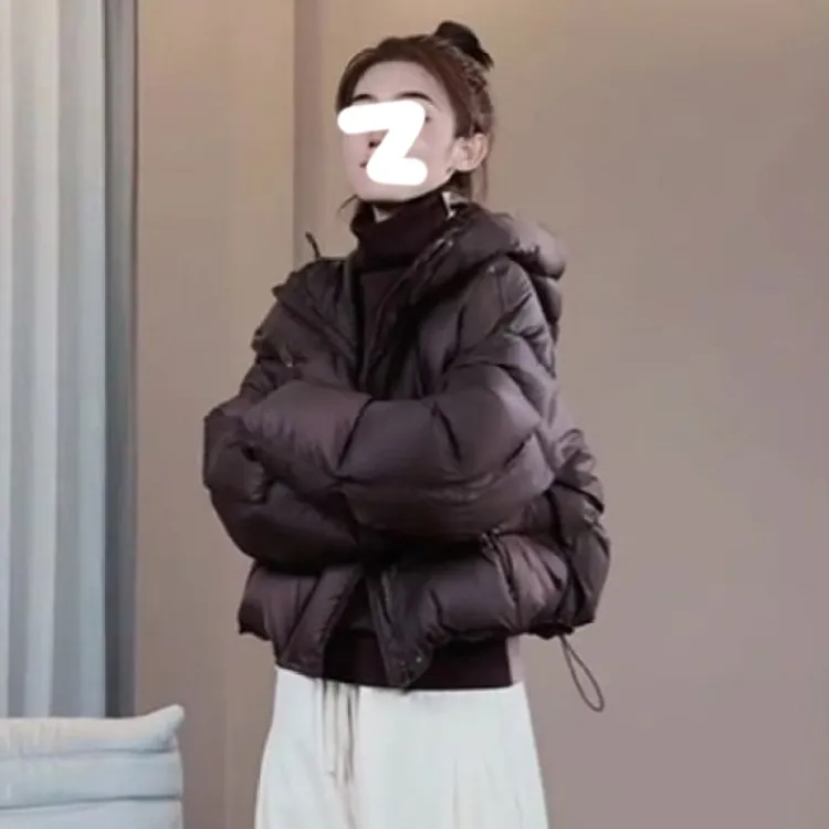 韩系超好看连帽棉服女款冬季宽松加厚面包服小众百搭短款加棉外套