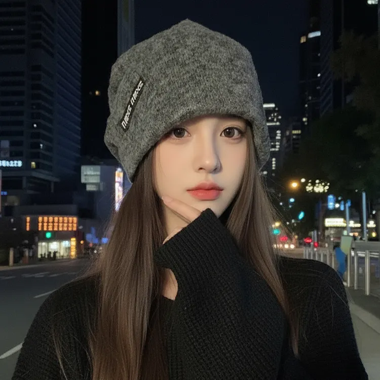 2025新款堆堆帽秋冬韩版时尚百搭包头帽显脸小防寒保暖护耳堆堆帽
