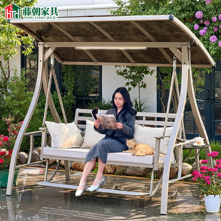 【藤朝品牌】庭院户外荡秋千摇椅双人吊椅室外大人可坐太阳能秋千
