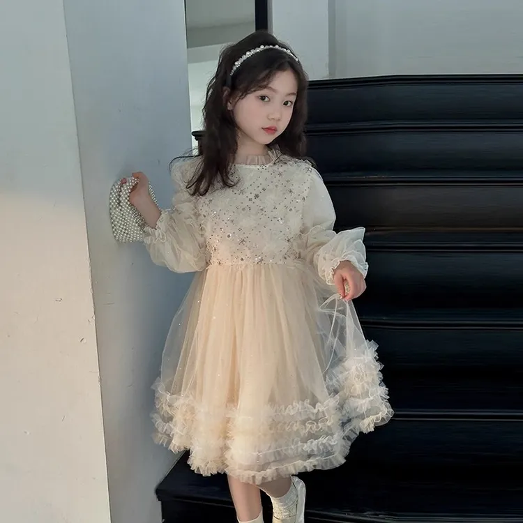 女童春秋公主裙2025新款女孩高级感生日礼服裙儿童洋气网纱蓬蓬裙