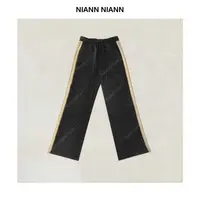 NiannNiann  新款经典棉质感舒服显瘦侧杠运动加绒校服裤16392