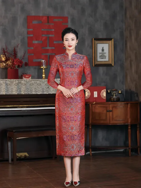 喜婆婆妈妈装2025新款爆款高端显瘦订婚礼服女婚礼旗袍婚庆连衣裙