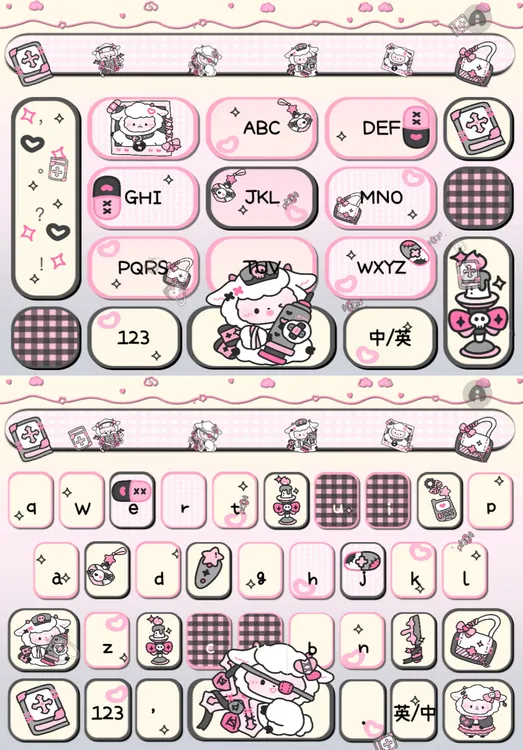 甜酷咩咩/ios苹果安卓百度输入法皮肤键盘白肚皮双系统/1671
