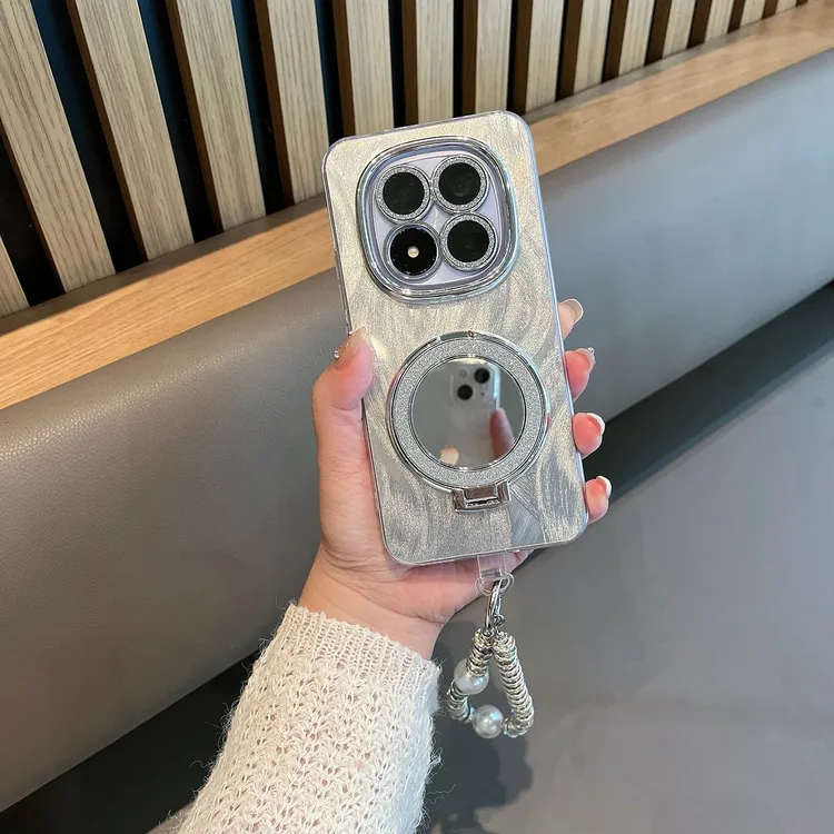 适用于红米note15手机壳15pro新款女15pro+带支架镜子手绳高级感