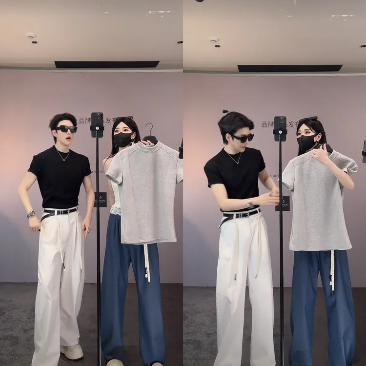 网红潮流时尚百搭纯色高品质个性设计男女同款极简风ins圆领短袖