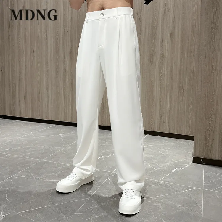 MDNG夏季垂感直筒西裤男款潮流高级感男士宽松阔腿休闲百搭长裤子