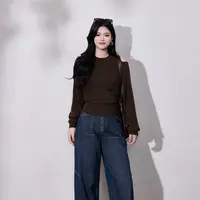 【纯欲密码】蛋妹大码女装微胖m秋季假两件露肩针织衫上衣DM33573