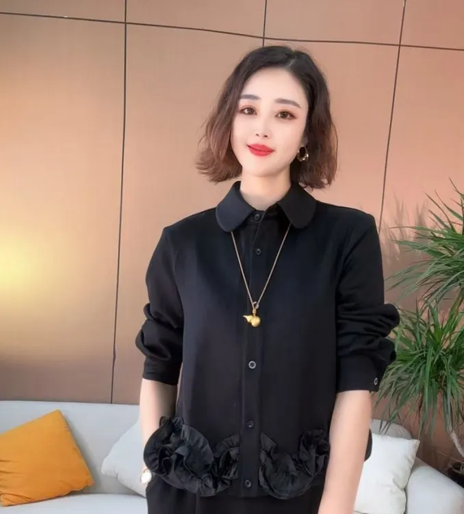 新款花边单件上衣新中式百搭简约套装显瘦爆款女装908