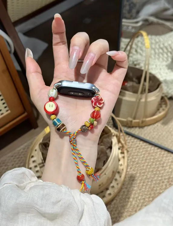 原创设计陶瓷开心果表带适用小米手环10/9/8表带华为10/9/8表带