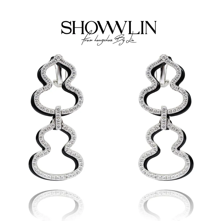ShownLin 铜合金珐琅耳饰 设计感轻奢双葫芦耳环时尚