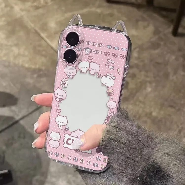 兔丸粉相框适用苹果17手机壳iPhone16小蛮腰15卡通14猫耳朵1312套