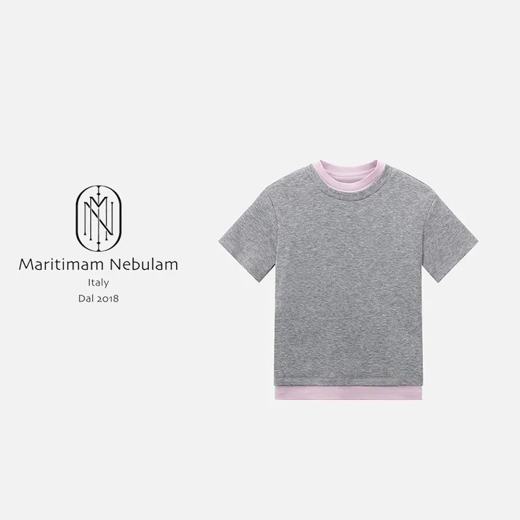 MN夏季时尚气质撞色圆领套头T恤短袖上衣SZ1000