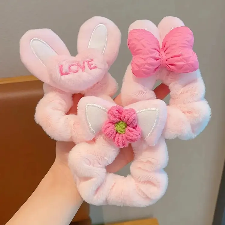 【儿童】头绳毛绒兔耳朵大肠发圈高弹力发绳小女孩扎马尾皮筋发饰