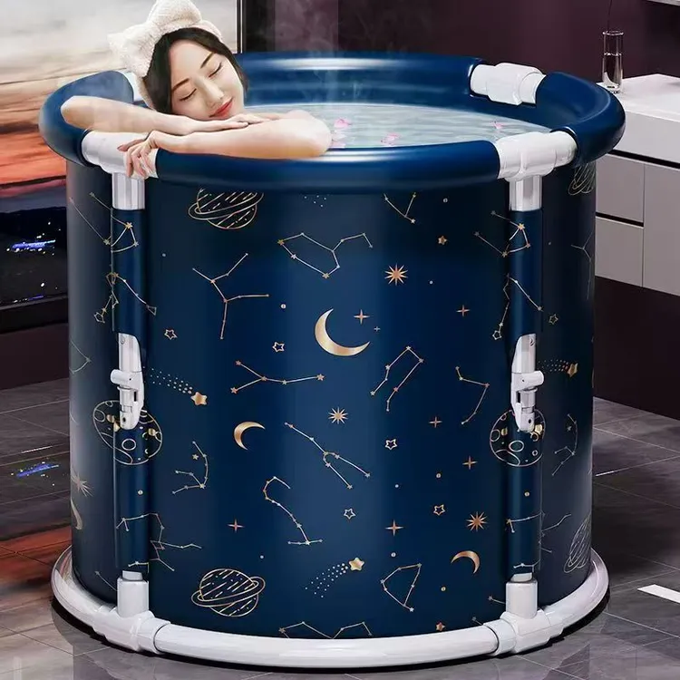 双人【星空80*65】PVC管折叠180斤以上成人秒折叠加厚泡澡桶