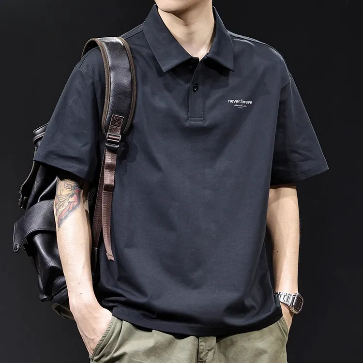 260g重磅短袖Polo衫男士夏季2025新款美式潮牌宽松大码翻领体恤衫