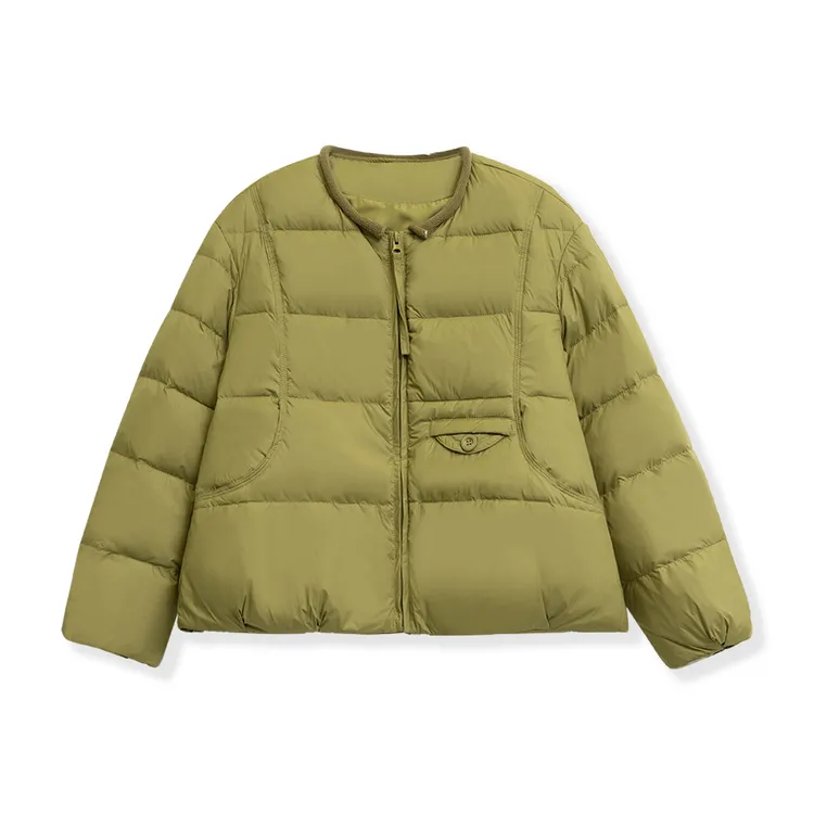 轻奢原创女士针织圆领拼接羽绒外套1427-354-A184