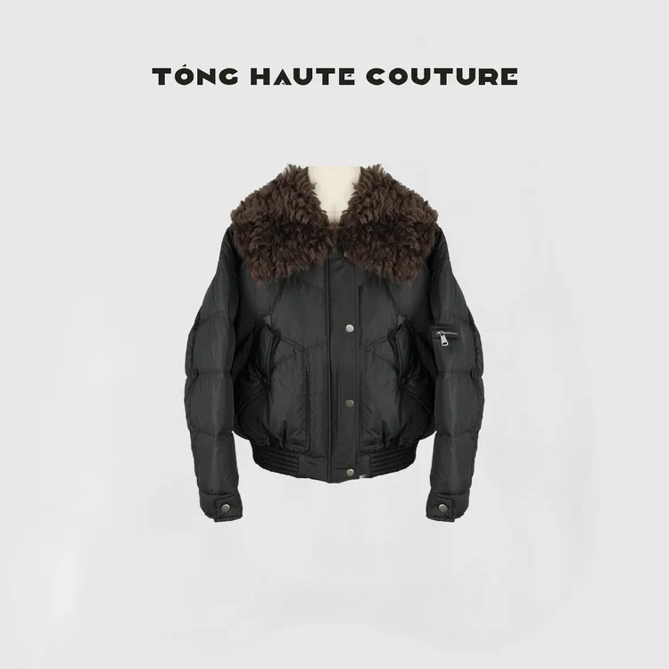 【鹿鸣】冬季新国标90白鹅绒拼接皮毛一体鹅绒服 YW670