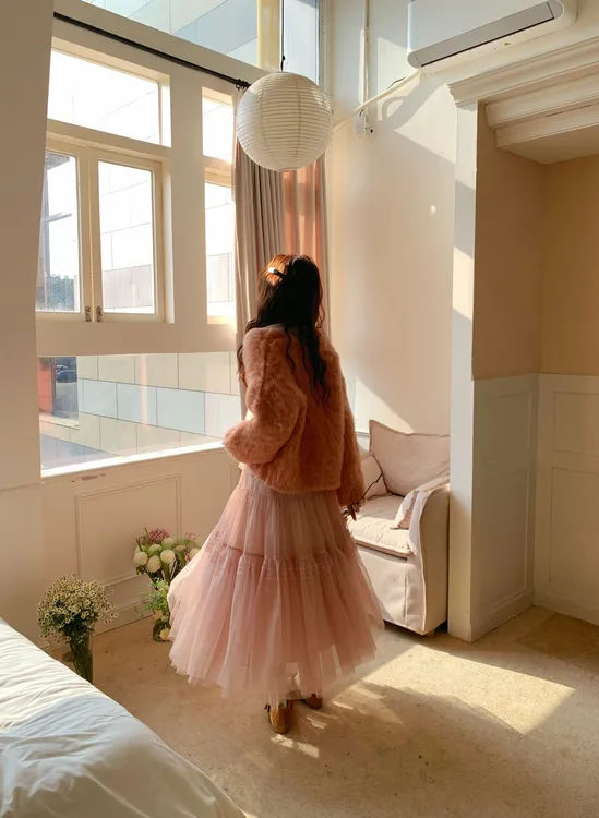 Even一雯【日落时分半裙】韩系高智感温柔百搭甜美精致网纱半裙