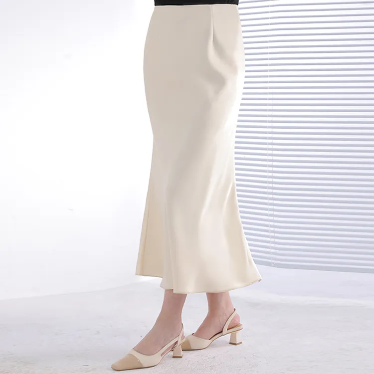 米白色半身裙女夏季2025新款时尚百搭高级感气质小个子垂感鱼尾裙