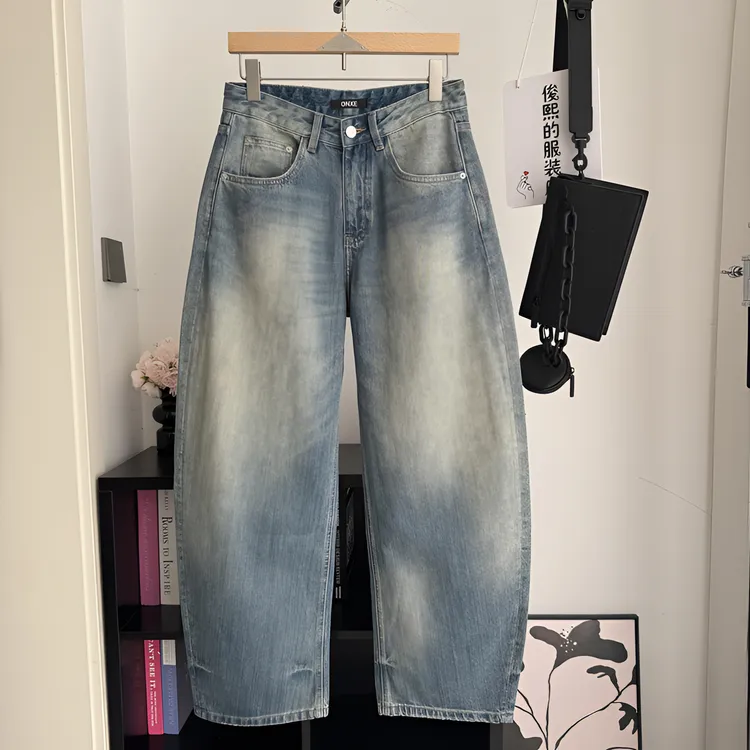 2026春季新款男士水洗无弹常规四季长裤做旧弯刀牛仔裤宽松80210Z