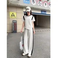 【诺哥专属】夏款拼接撞色款设计师款短袖上衣两件套套装X25019