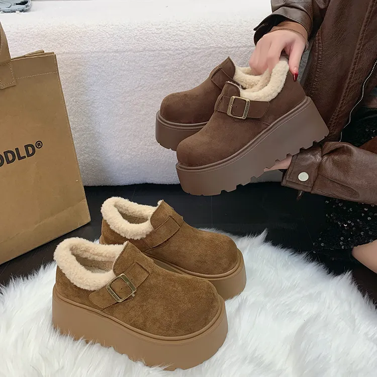 加绒勃肯鞋女增高2025年冬季新款棉鞋加厚冬天外穿毛毛鞋百搭保暖