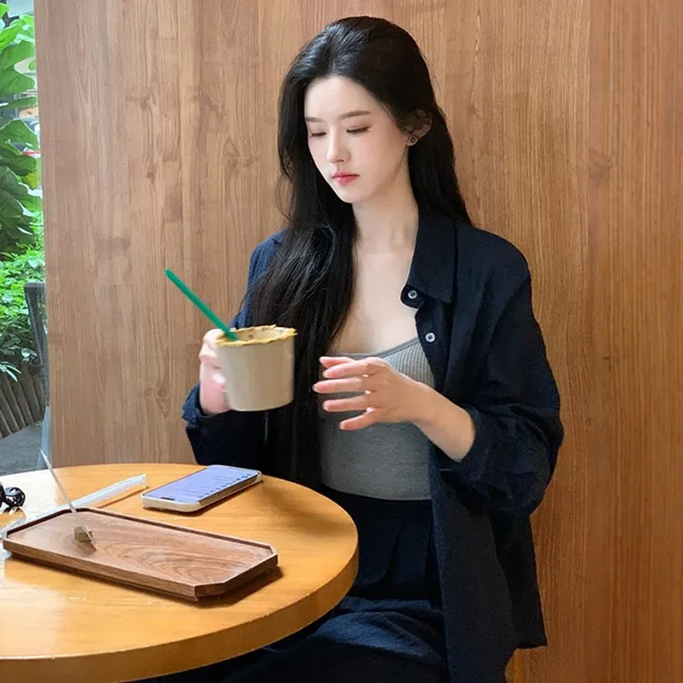 法式棉麻衬衫女套装气质老钱风弛感老钱风休闲宽松阔腿裤两件套