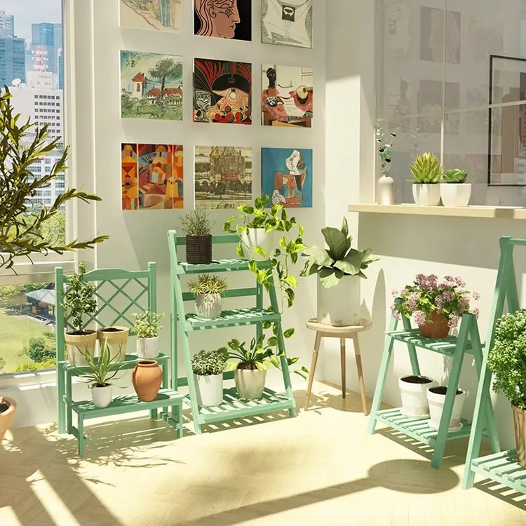 高颜值阳台多层落地花架花盆摆放置物架子复古家用客厅花架防腐